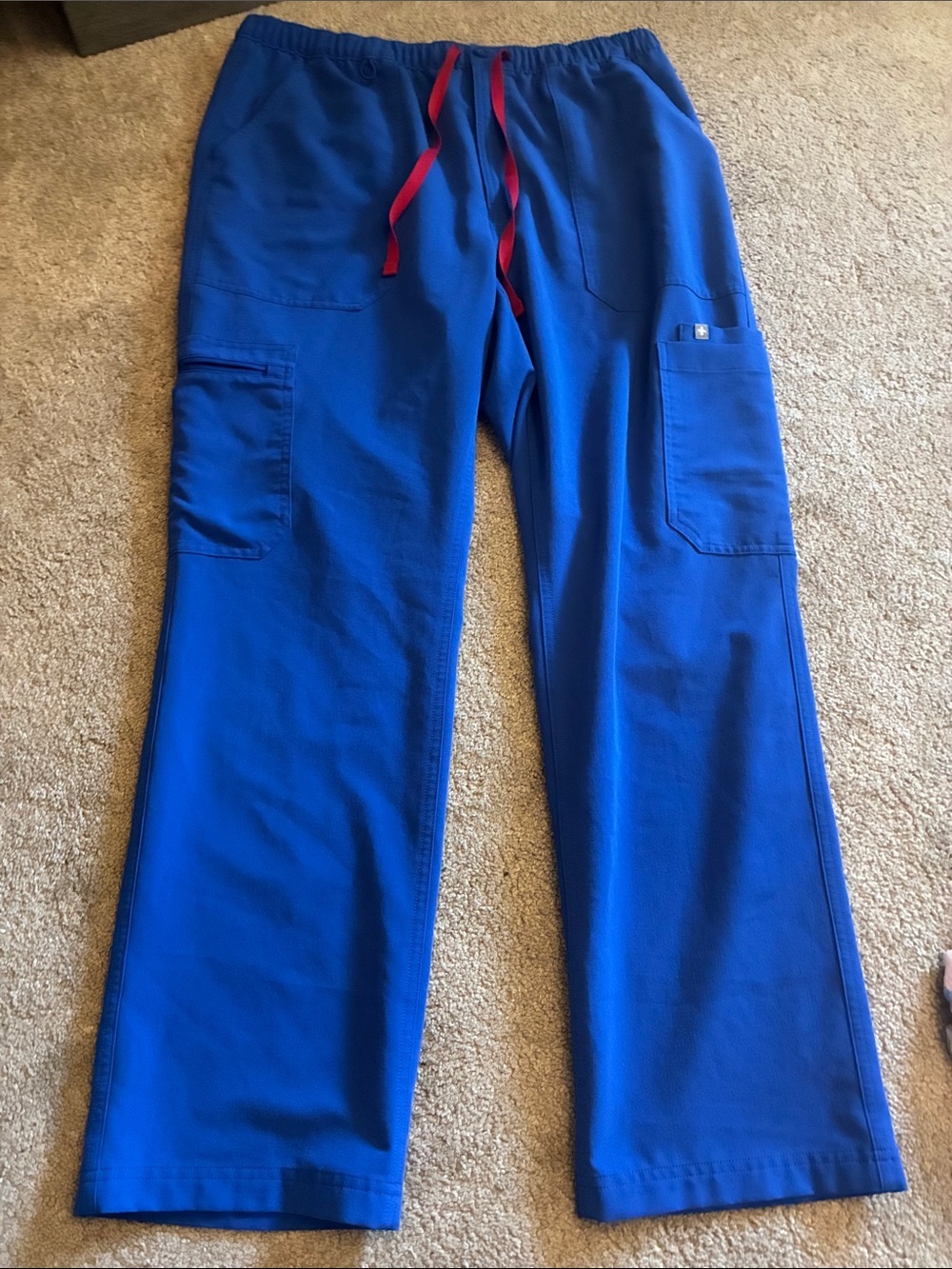 Figs Men’s Royal Blue Scrub Pants with Red Drawstring